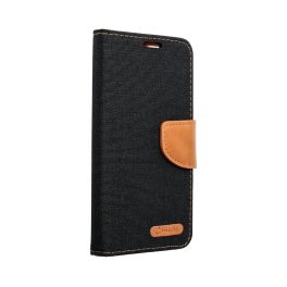   Iphone 6 Plus / 6S Plus Notesz Oldalra nyíló tok Canvas Fekete