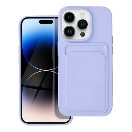 iPhone 15 Pro szilikon hátlaptok, kártyatartó, lila