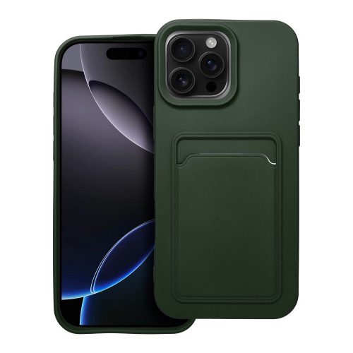 iPhone 15 Pro szilikon hátlaptok, kártyatartó, zöld