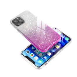   iPhone 16 Pro Csillogó szilikon hátlap tok, ragyogó pink-ezüst színben