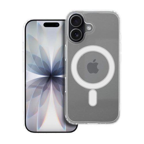 iPhone 16 átlátszó szilikon hátlap Mag Cover (MID) tok, MagSafe-fel kompatibilis, átlátszó