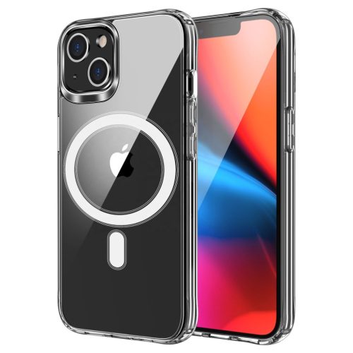 iPhone 16 Plus átlátszó szilikon hátlap Mag Cover (MID) tok, MagSafe-fel kompatibilis, átlátszó