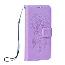  Iphone 17 Notesz Oldalra nyíló tok Mezzo Mintás Bagolyos lila