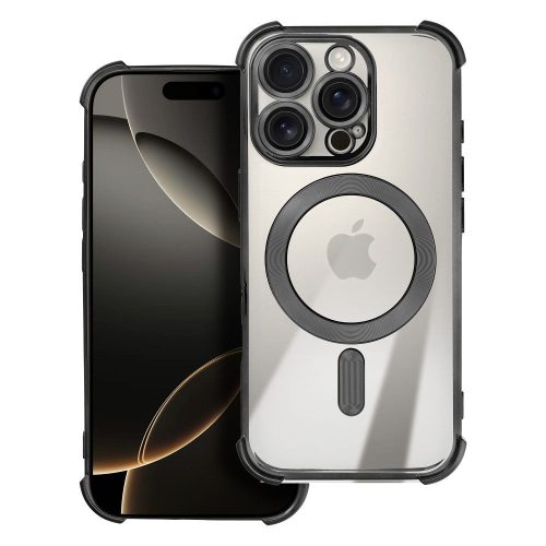 iPhone 17 PRO ütésálló hátlap tok, MagSafe-kompatibilis, fekete